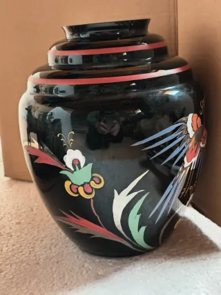 Jarrón Tibor Vintage Pintado a Mano