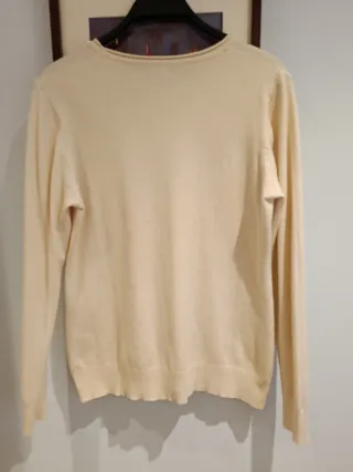 Jersey mujer blanco con pompones.