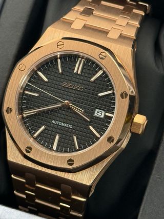 Seiko Mod Royal Oak Oro Rosa Negro