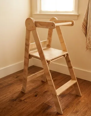 Torre di Apprendimento Pieghevole Montessori in Legno