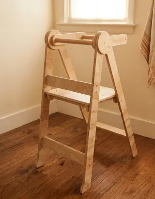 Torre di Apprendimento Pieghevole Montessori in Legno