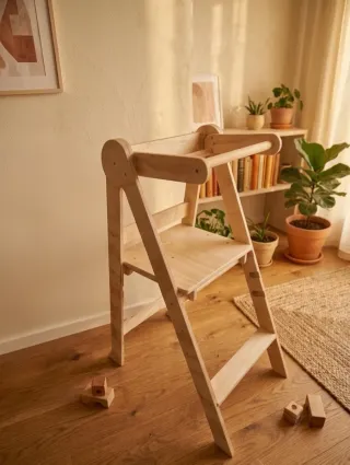 Torre di Apprendimento Pieghevole Montessori in Legno