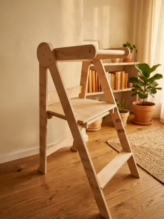 Torre di Apprendimento Pieghevole Montessori in Legno