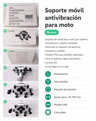 Soporte Móvil Bici Moto Aluminio H96