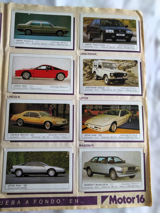 Álbum Coches Motor 16 1986 Completo