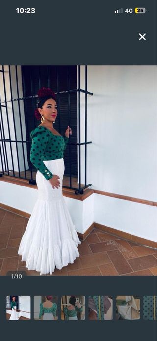 Traje Flamenca Verde Lunares