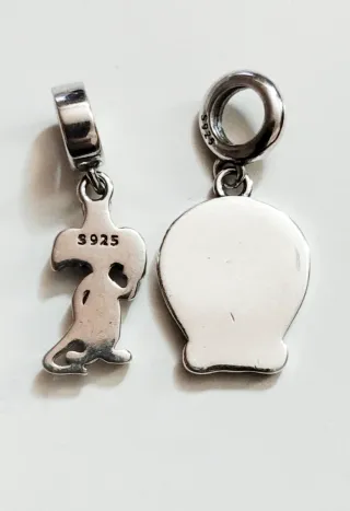 Pareja de Charms de Plata Sylvester & Piolín