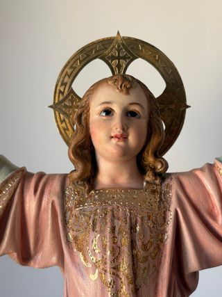 Figura Niño Jesús Pasionario antiguo con Aureola