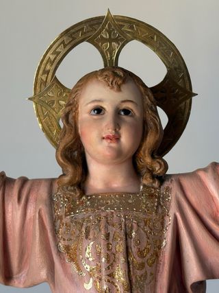 Figura Niño Jesús Pasionario antiguo con Aureola