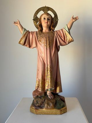 Figura Niño Jesús Pasionario antiguo con Aureola