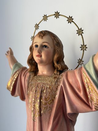 Figura Virgen niña antigua con aureola de estrella