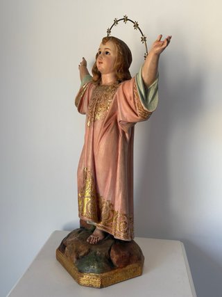 Figura Virgen niña antigua con aureola de estrella