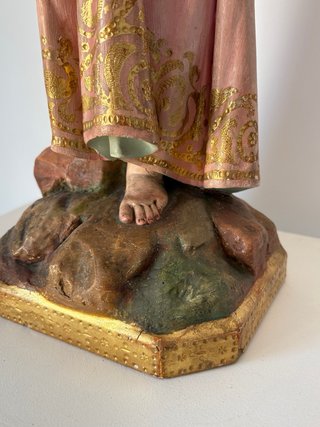 Figura Virgen niña antigua con aureola de estrella