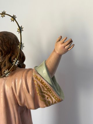 Figura Virgen niña antigua con aureola de estrella