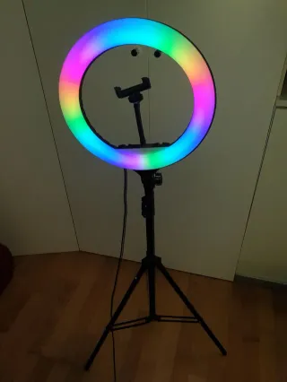 Anillo luz LED RGB 35cm 15W con trípode NO REGATEO