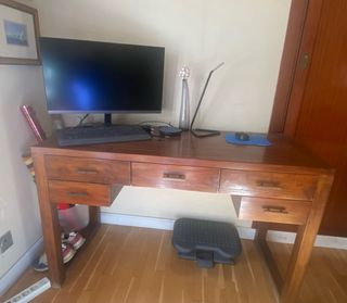 Escritorio Banak Importa Teca Maciza 5 Cajones