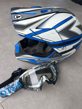 Casco Moto Enduro Cross Acerbis Azul/Gris/Blanco