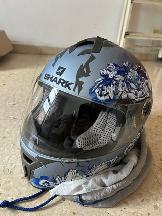 Casco Shark Talla S Diseño Floral Azul