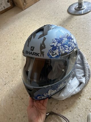 Casco Shark Talla S Diseño Floral Azul