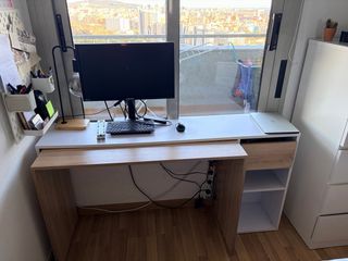 Escritorio extensible 140x45x75cm + 40cm