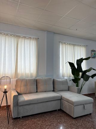 Sofá Cama Gris Terciopelo 210x145cm