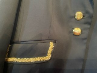 Blazer blu nuovo con dettagli oro