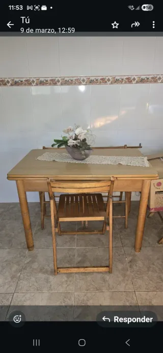 Mesa de cocina extensible de madera