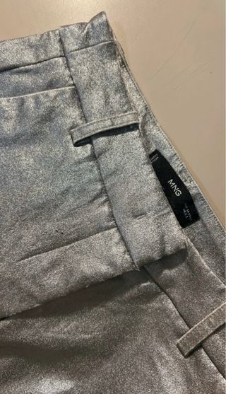 Pantalón Mango Plateado Talla 34
