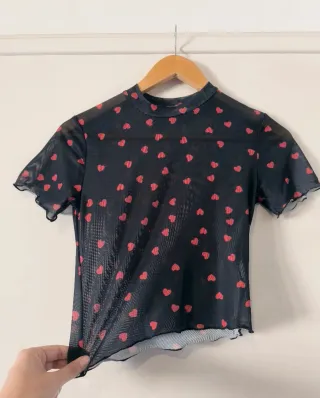 Crop top malla corazones M