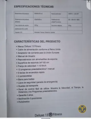 Cinta de Correr Plegable Deluxe 13 Fitness