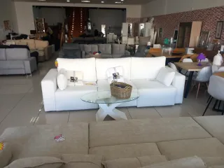 Sofá modular tela blanco y gris