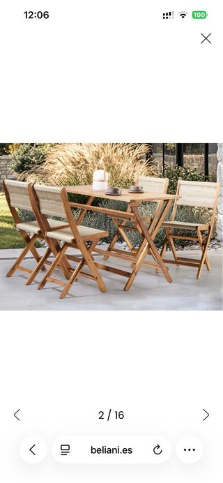 Conjunto Mesa y 4 Sillas Plegables Exterior