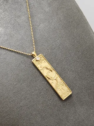 Medalla Piscis Acero Quirúrgico Baño Oro