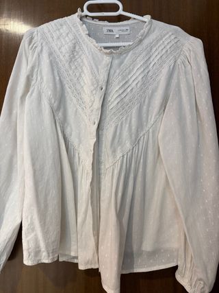 Blusa Zara bordada blanca Talla M