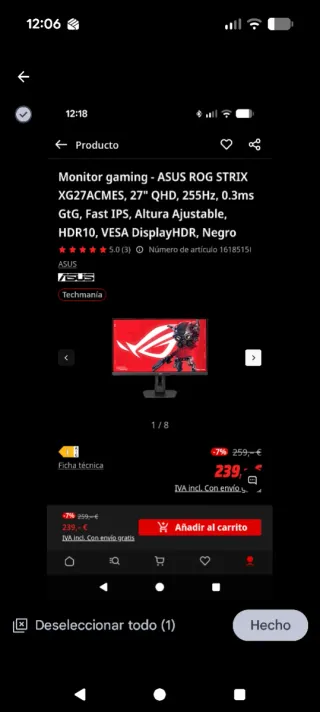 Monitor Gaming ASUS ROG STRIX XG27ACMES 27