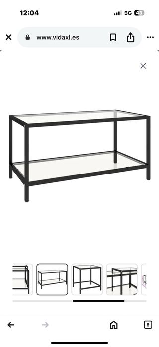 Mesa de centro 2 piezas vidrio negro