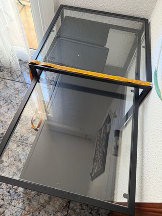 Mesa de centro 2 piezas vidrio negro