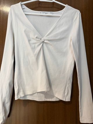 Camiseta Mango Nudo Blanca Talla M