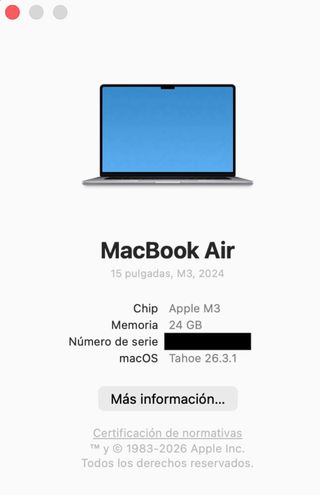 MacBook Air 15” M3 24GB RAM 256GB SSD