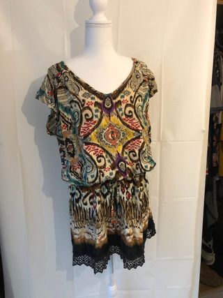 Vestido estampado multicolor talla única