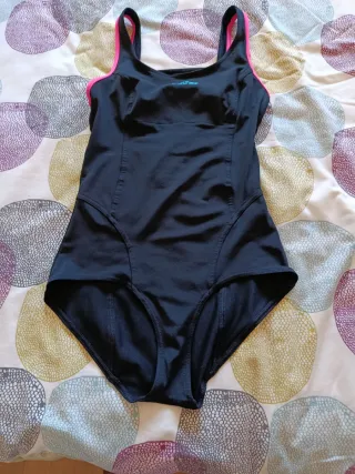 Bañador mujer natación negro y rosa