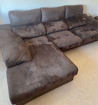 Sofá chaise longue marrón tela NEGOCIABLE