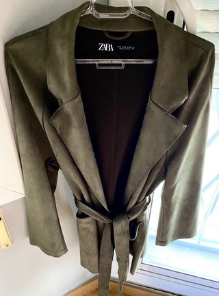 Chaqueta Zara antelina color caqui Talla XL Nueva