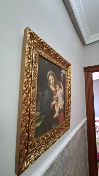 Cuadro antiguo Virgen y Niño