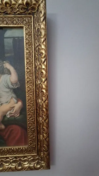 Cuadro antiguo Virgen y Niño