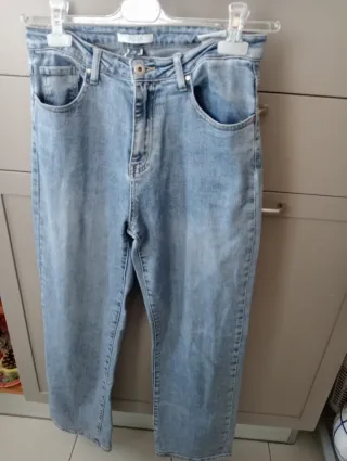 Jeans vita alta gamba larga