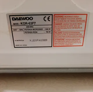 Forno a microonde Daewoo KOR-63F7