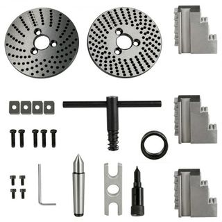 Cabezal Divisor de 4 Pulgadas Cabezal de Indexación Fresadora 100MM Cabezal Divisor Semi-Universal de 4 Pulgadas Juego de Cabezal Divisor de 3 Mordazas con Placas de Indexación y Contrapunto para ...