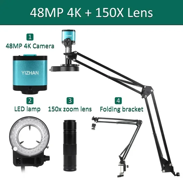 Microscopio 4K 48MP lente 1-150x Led Anti-brillo