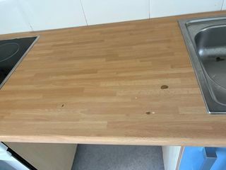 Horno, vitrocerámica, extractor, fregadero cocina